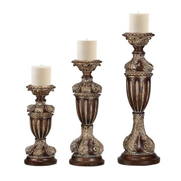 Crestview Collection CrestView CVCHE497 Regency Bronze Candleholders - Set of 3 CVCHE497